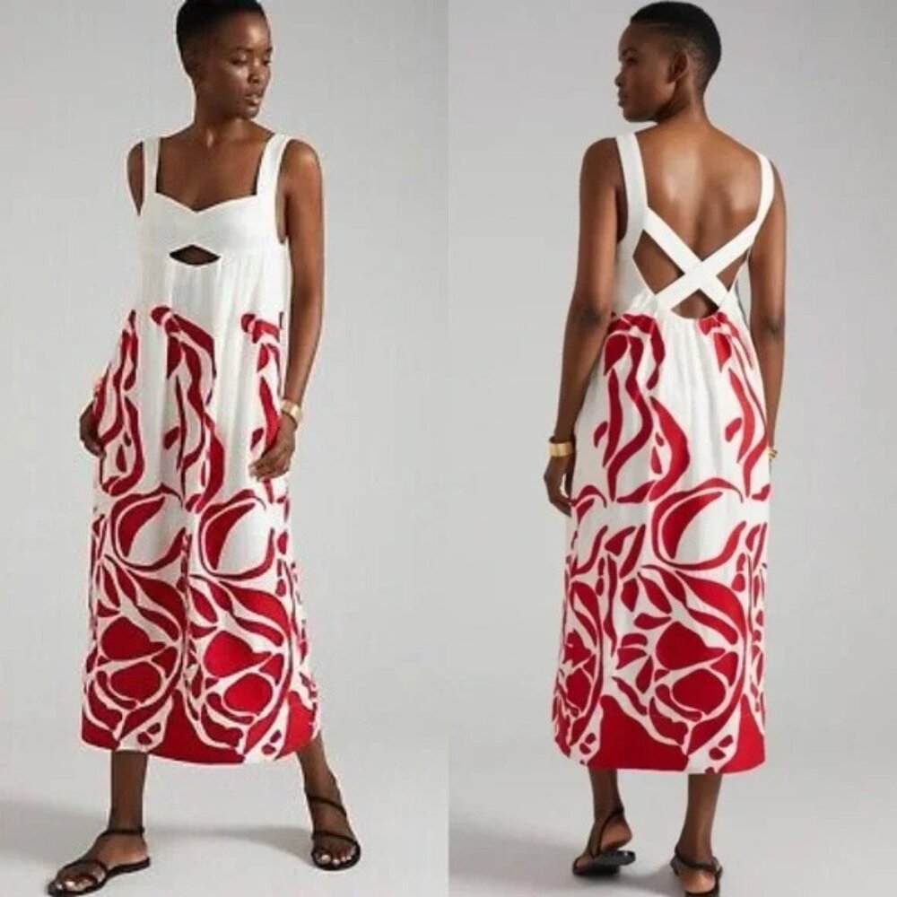 Anthropologie Front Cutout Tropical Senorita Maxi Dress